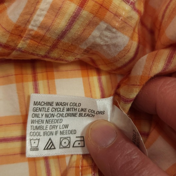 Orvis Shirt Mens 48 Orange Plaid Short Sleeve Button Up Pocket Casual Summer - Picture 7 of 9